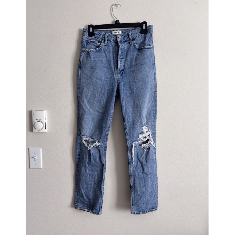 Agolde Riley Jeans Button Fly Straight Leg Size 27 Organic Cotton Festival Boho